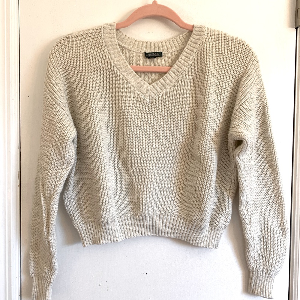 Wild Fable Gold Thread Crop Sweater Size Medium